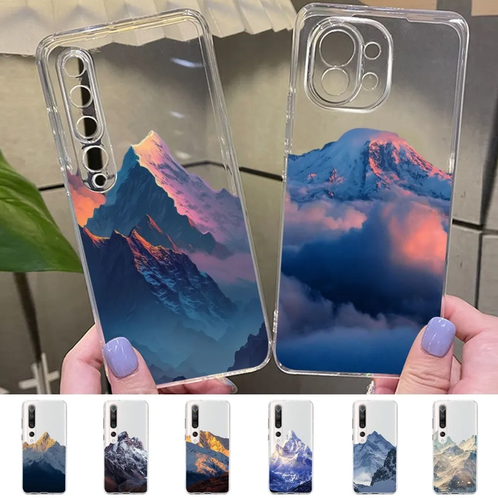 Snow Mountain Phone Case For Samsung S 20 21 22 23 for Redmi Note7 8 9 10 for Huawei P20 30 40 Clear Case