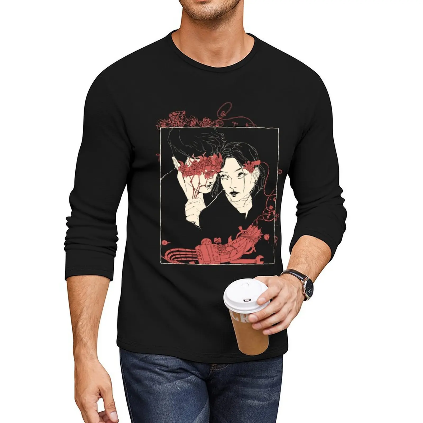 Bel y Teo-Camiseta larga más oscura, ropa estética, camisetas gráficas, camiseta de gran tamaño, ropa para hombre