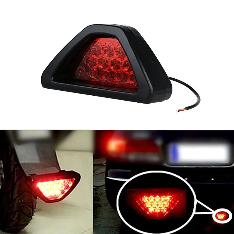 Motorcycle Triangle Brake Stop Light Warning Rear Tail Light Auto Motorcycle LED Fender License Plate Lamp Motorcycle Accessorie