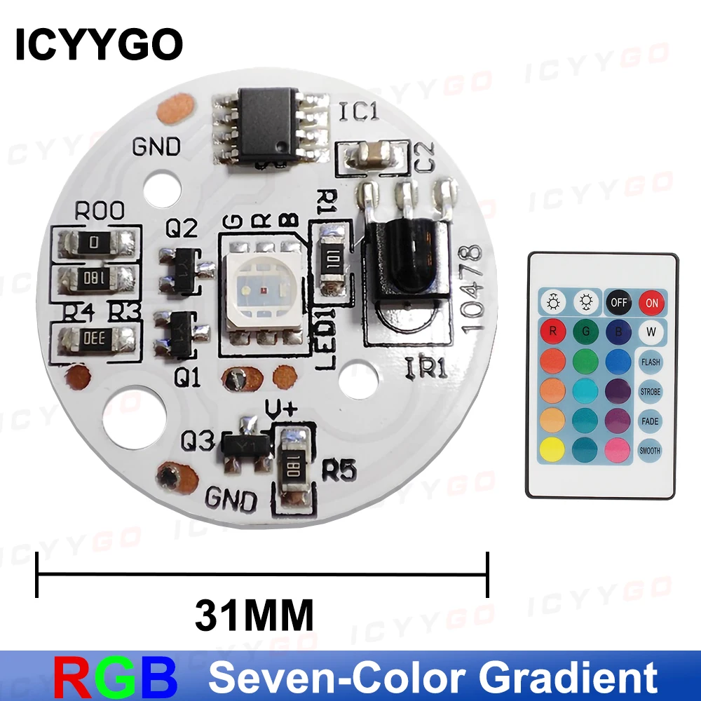 Imagem -03 - Placa de Luz Colorida Rgb 5v Placa de Luz Led de Madeira de Faia Fonte de Luz para Tanque de Peixes Controle Remoto Dezesseis Cores