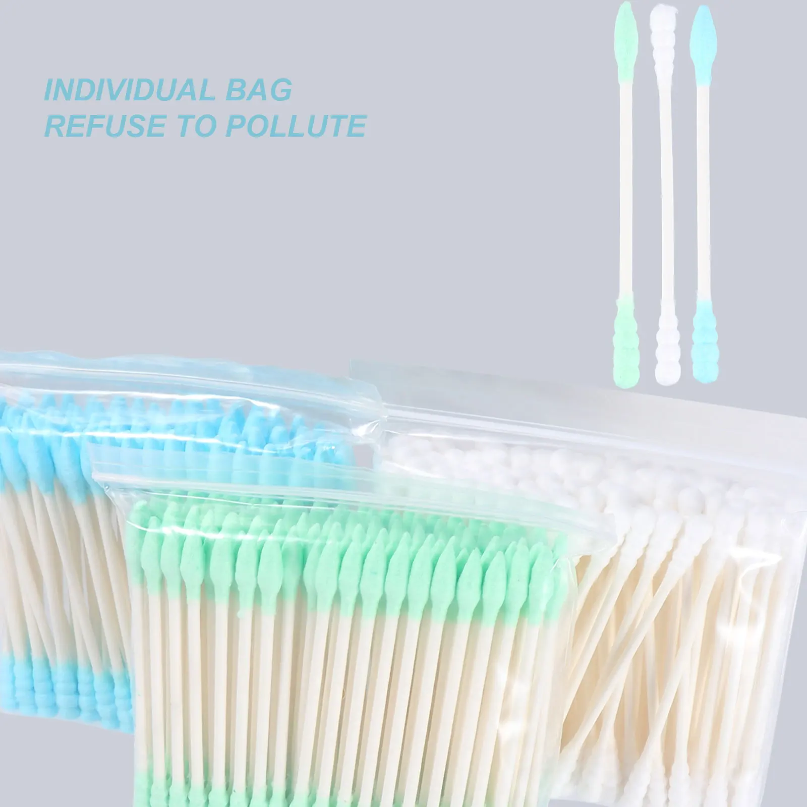 

3pcs Cotton Swabs Long Spiral Wooden Sticks Ultra Absorbent Gentle Cleaning for Beauty Make Up Hygiene Needs