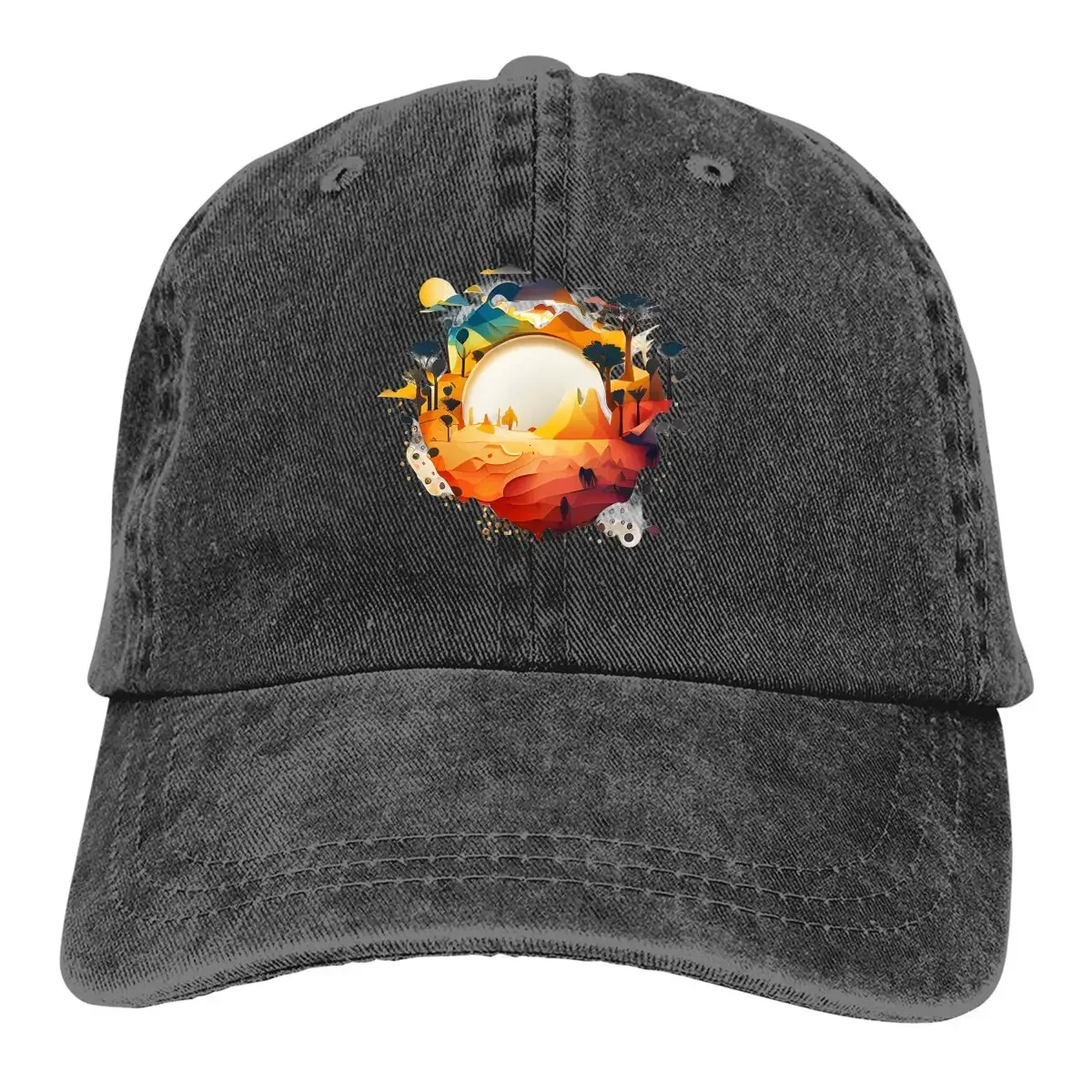 Washed Men's Baseball Cap Trees Trucker Snapback Caps Dad Hat Many Lands Under One Sun GuIfHats