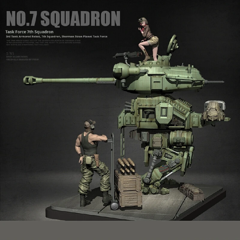 

120mm Tank Armored Robot Resin Model Figure Gk Micro Miniature 3d Printed White Model Toy Unassembled And Unpainted Kit