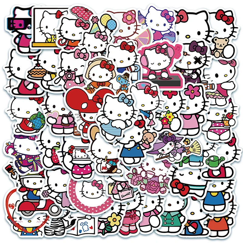 50-67PCS Sanrio Series Hello Kitty Stickers Cute Multi-purpose Waterproof Stickers Refrigerator Computer Decorative Stickers