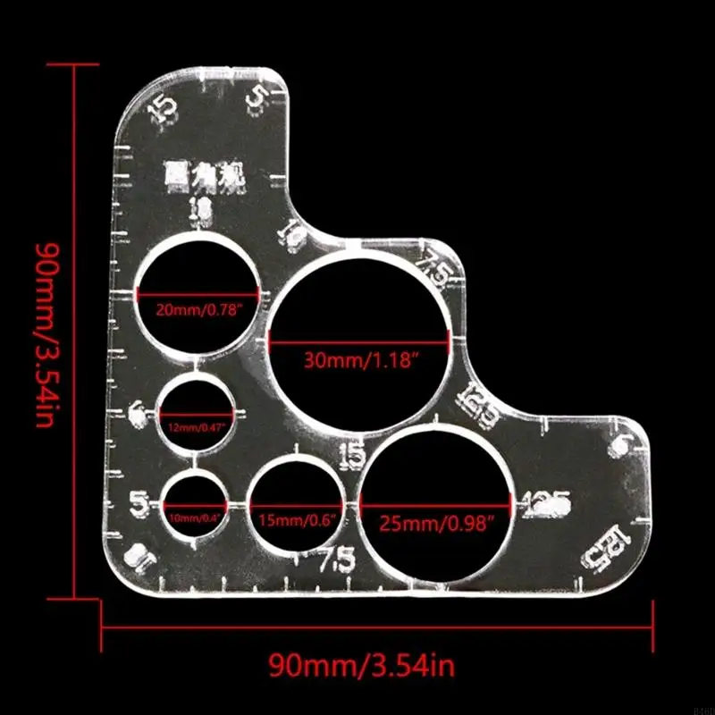 B46D Clear acrylique Cercle Modèle dessin Dessin Règle d circulaire régulier Modèle d arrondi pour le en