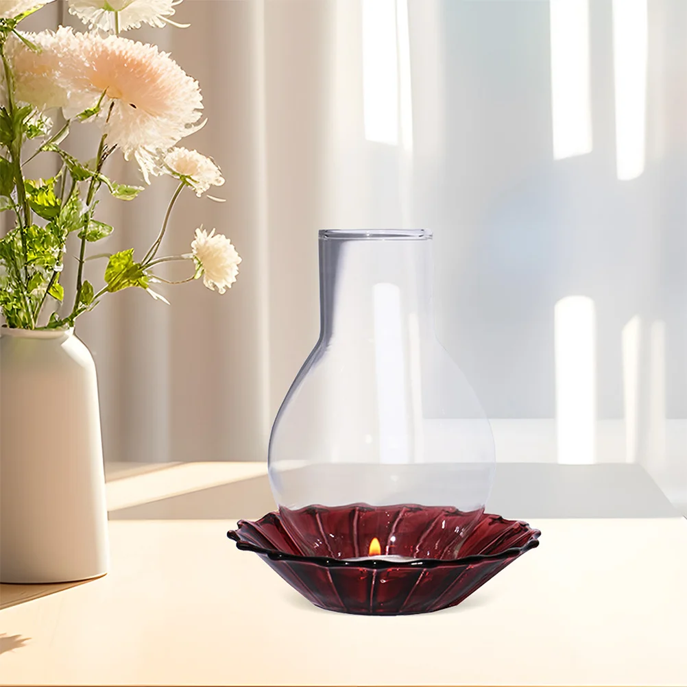 

2Pcs Glass Shade Transparent Clear Tall Chimney Windproof Tube Holder Cover Dining Table Accessories Shade