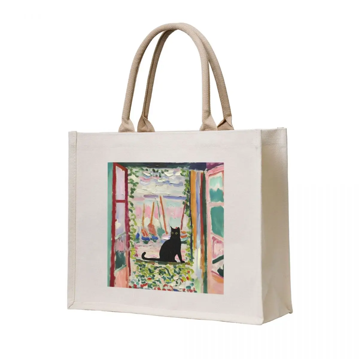 

Cat Print Matisse Open Window Tote Bag reusable grocery bags tote bag women foldable reusable bag