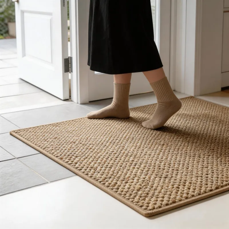 Bestseller Imitierter Sisal-Teppich Hochwertig Fleckenresistent Staubabweisend Pflegeleicht Unterlage für Schlafzimmer Wohnzimmer Garderobe Tür – Detail 5