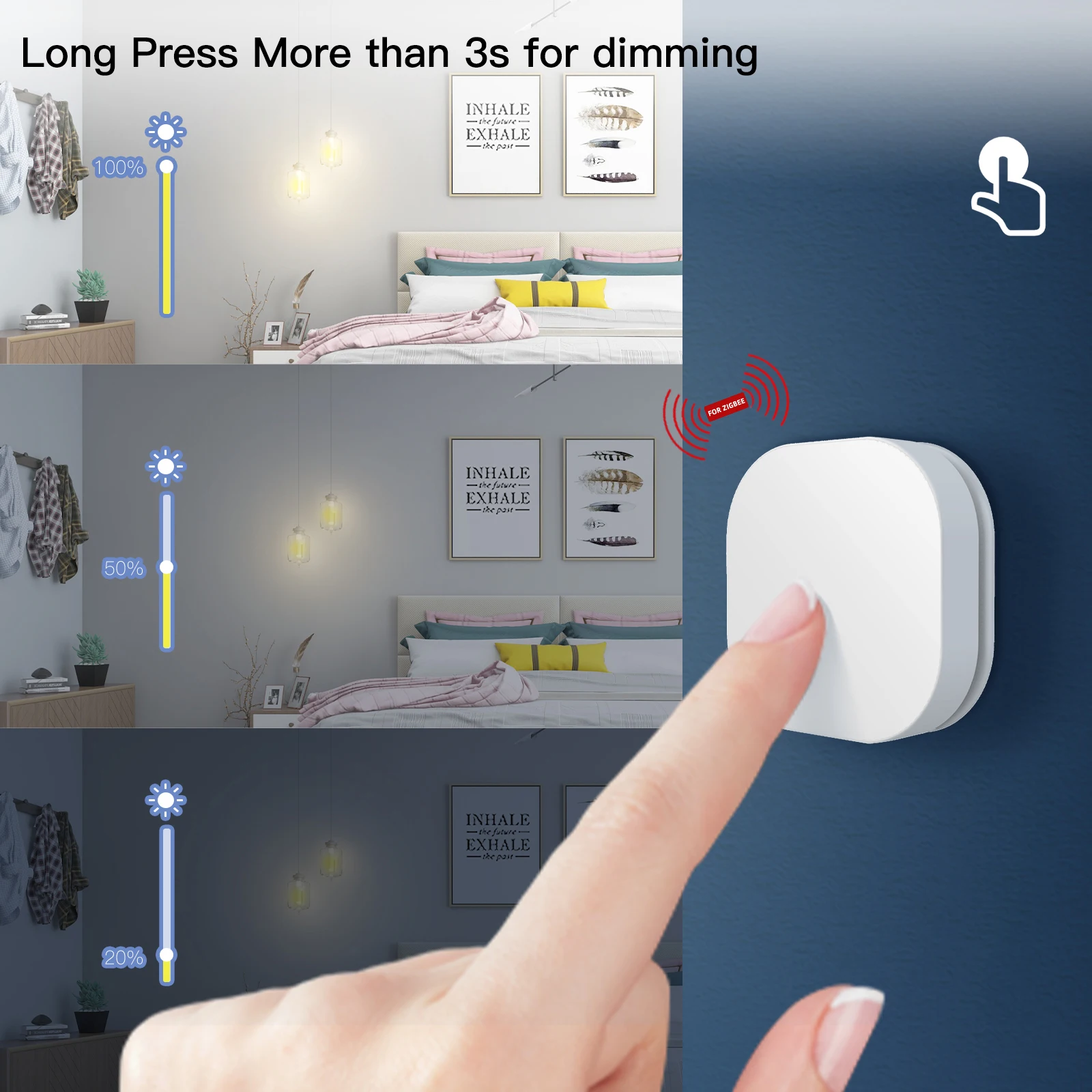 Aubess Tuya ZigBee Smart Scene Switch Multi-scene Linkage Smart Home Wireless APP Remote Control Zigbee Hub Required