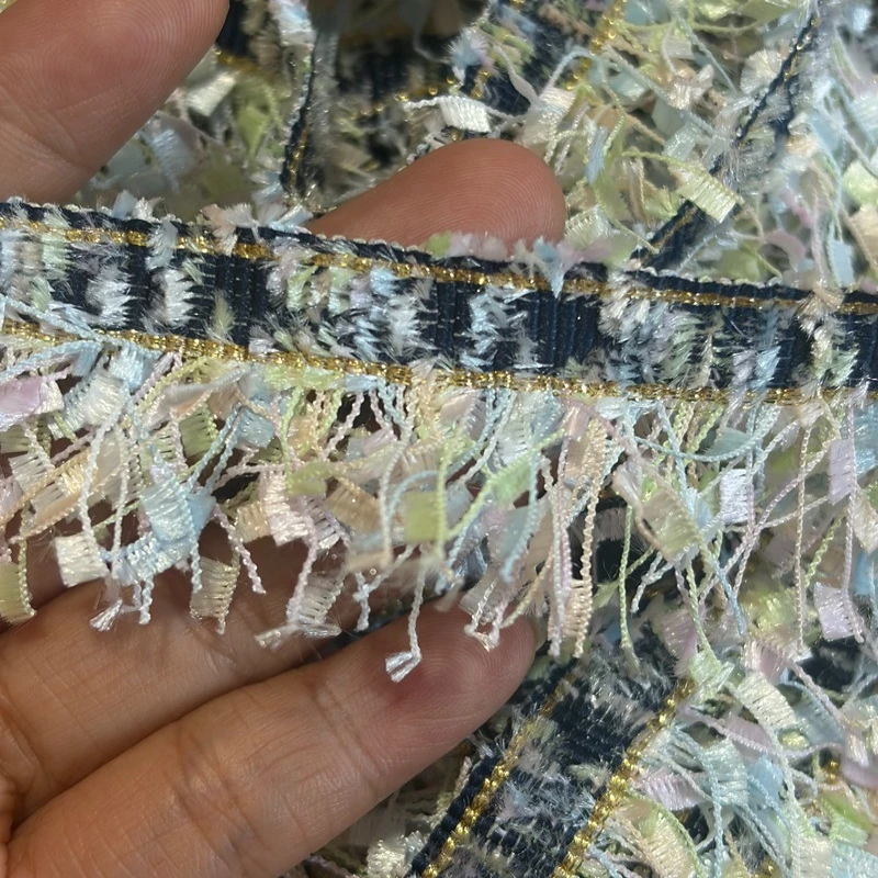 2 Yard gemischte Farben geflochtene Quasten Spitze DIY Polyester Nähen Kleidung Vorhang Heimtextilien Hochzeit Rock Kleidungszubehör – Detail 3
