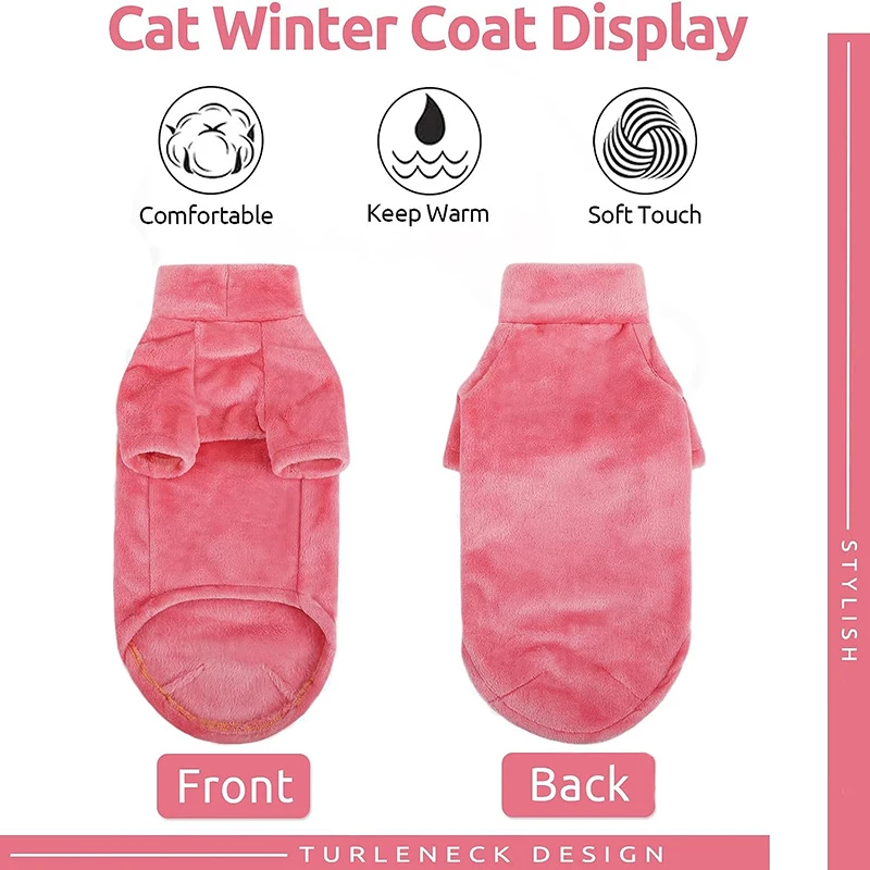 Cat Winter Warm Clothes Turtleneck Kittens Sweater Pet Fluff Jacket for Small Medium Dog Cat Jacket Puppy Coat Chihuahua Costume