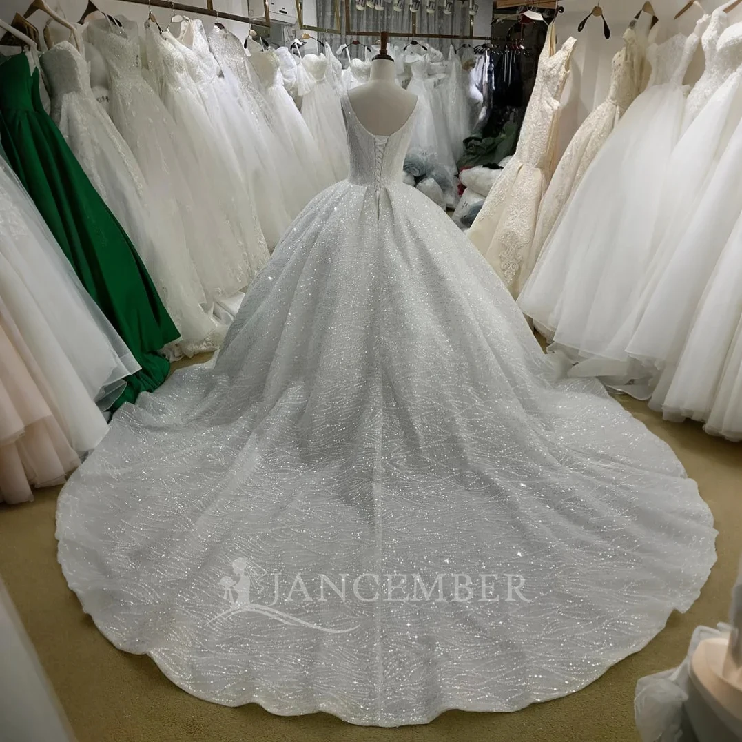 Newest Wedding Dress Ball Gown Square Collar Stylish WIth Long-Open Back Sleeveless Custom Made Plus Sizes Vestidos De Novias