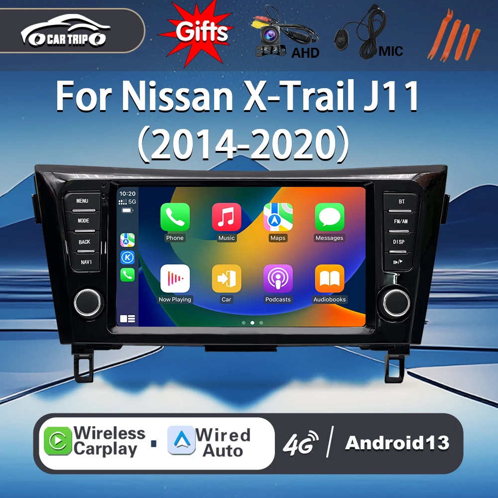 Reproductor multimedia de radio para coche de 9 pulgadas para Nissan Qashqai J11 X-Trail Xtrail T32 Rogue Dualis 2013-2020 con Carplay Android 13 Auto BT5