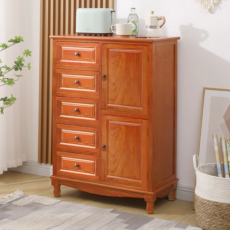 chest of drawers Solid wood dining side cabinet Living room against the wall Small cabinet Bedroom storage Storage locker Househ image 2