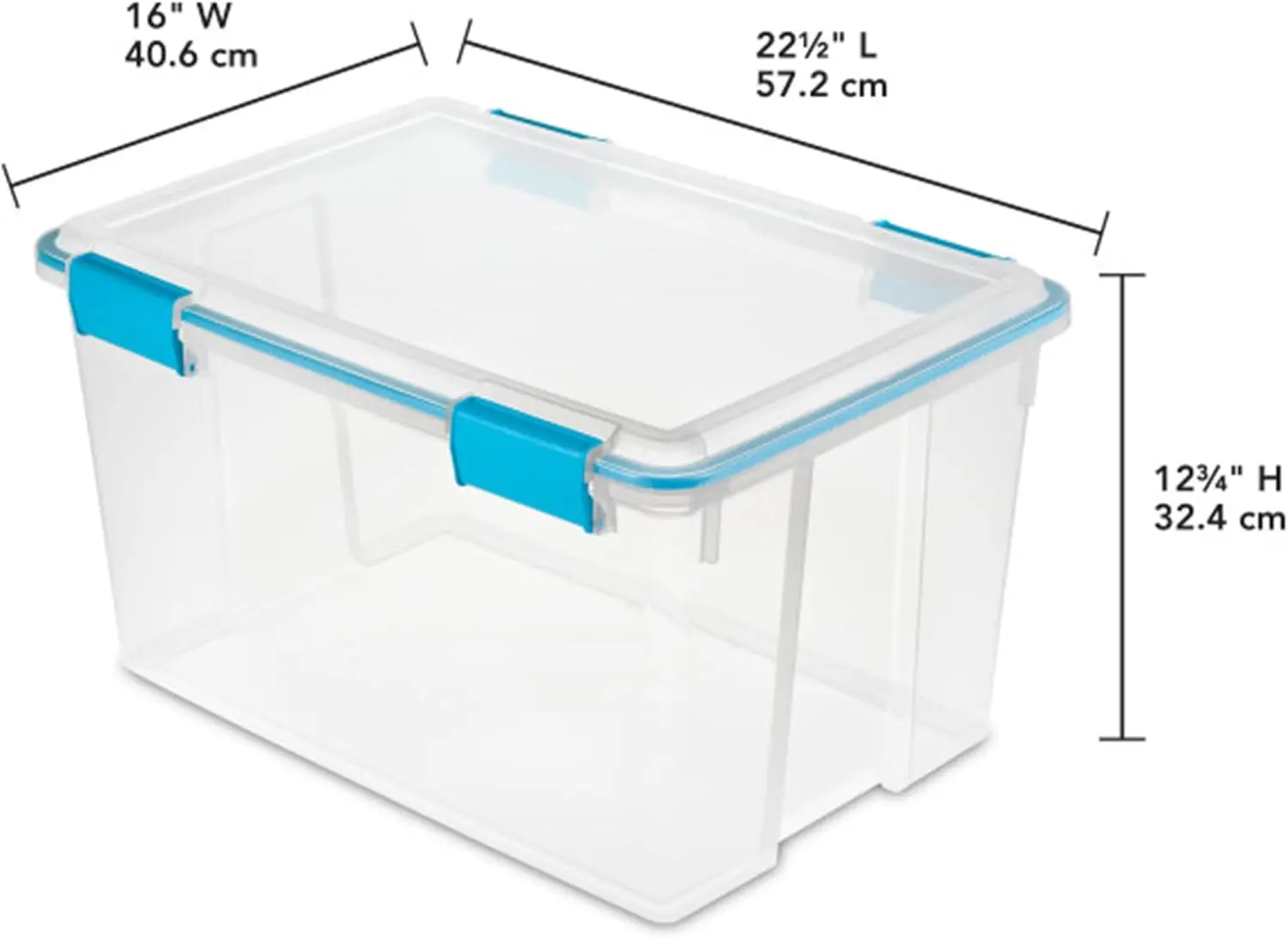 Gasket Box, Stackable Storage Bin with Latching Lid, 54 Quart, 12 Pack