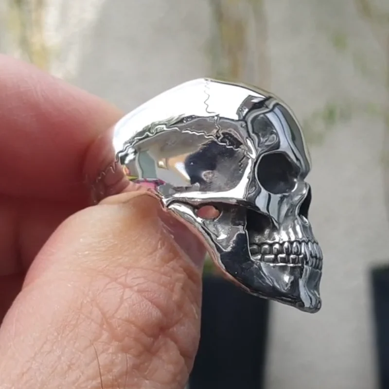 New Gothic Men\'s Silver Color Skeleton Skull Rings for Man Punk Rock Biker Popularity Jewelry Accessories Party Gift Wholesale