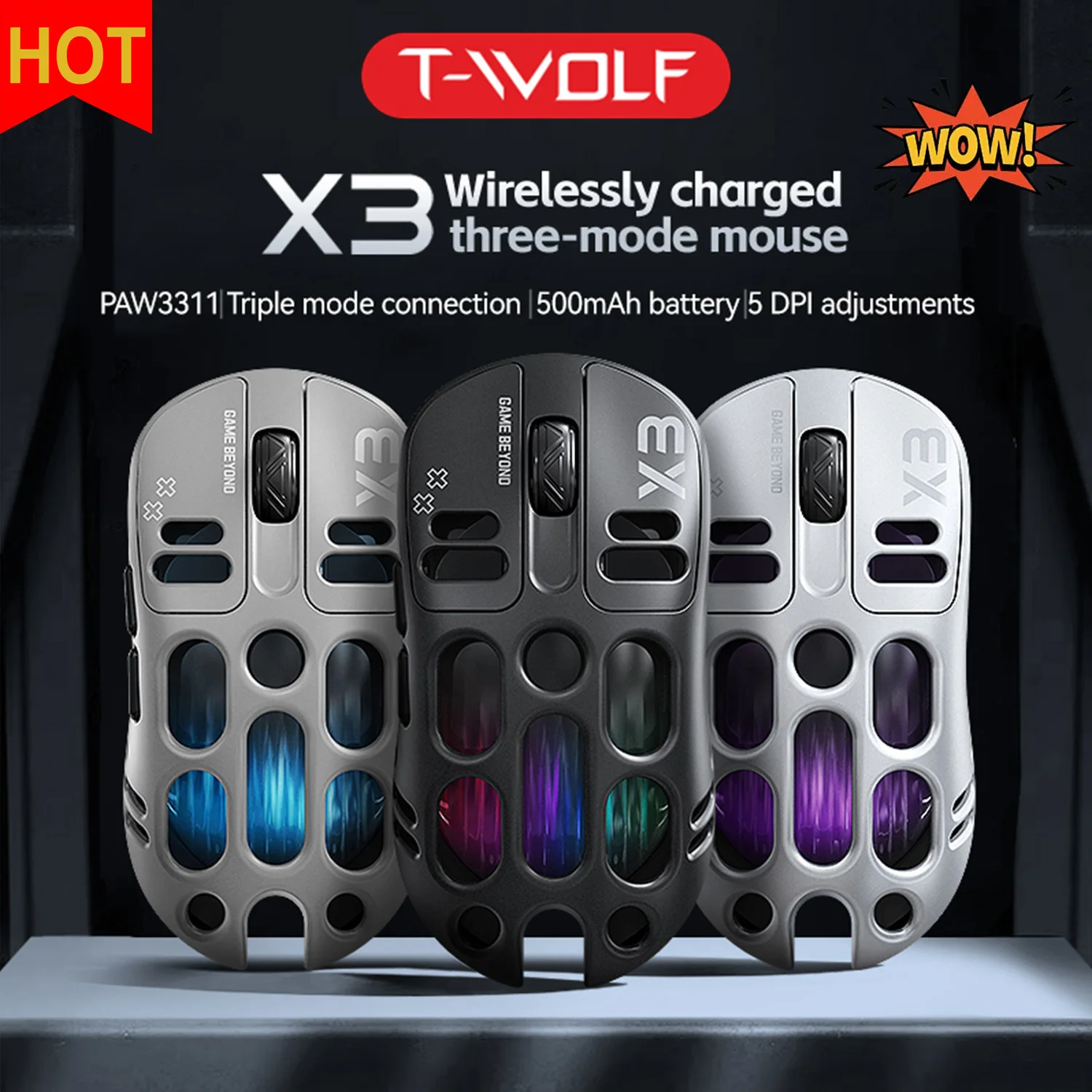 

NEW X3 Wireless Mouse Computer Game Accessories Ergonomic Bluetooth Wireless Mouse 2.4G Type-C Laptop Rechargeable RGB Backlight