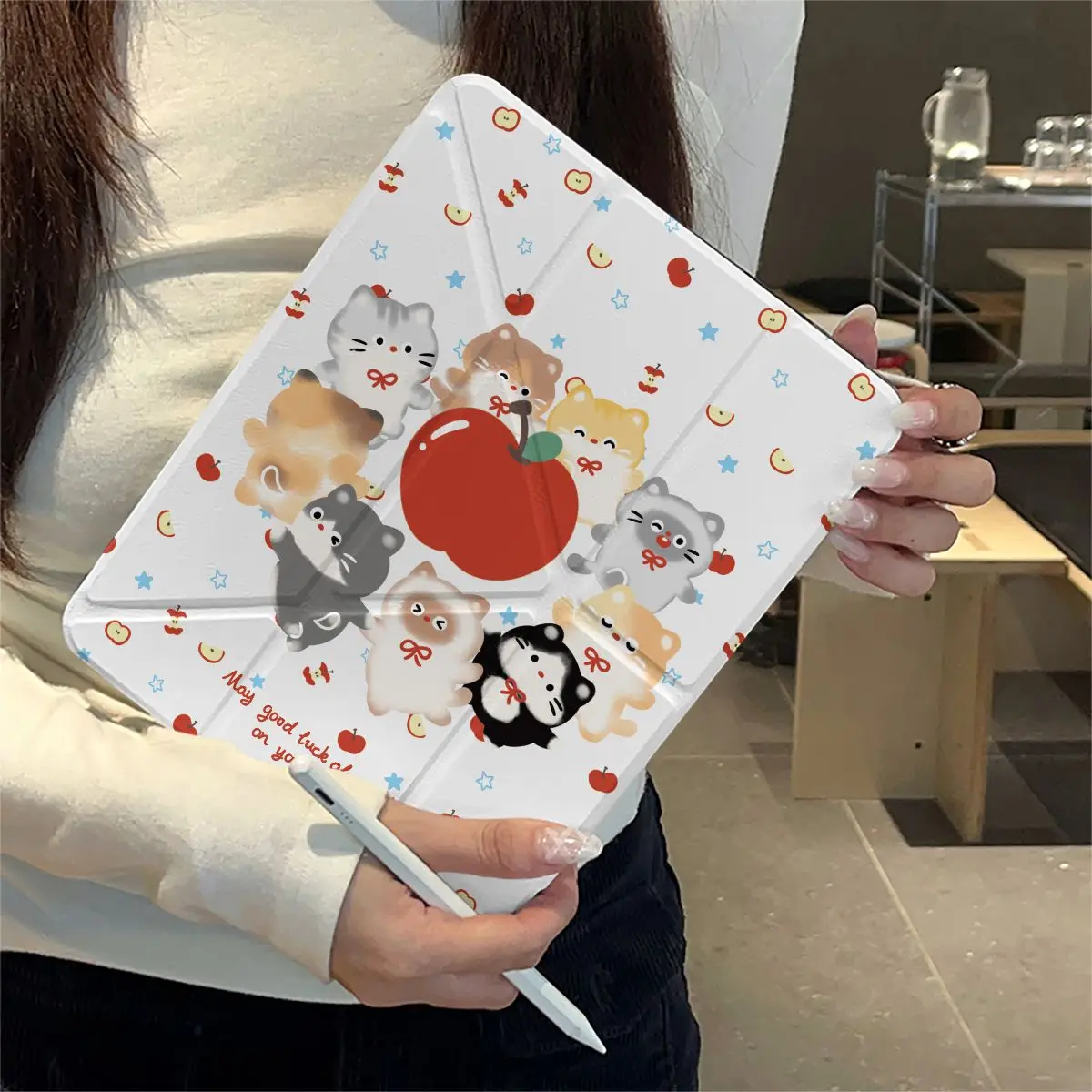 

Чехол Spring Cat Party Star Retro Dog Pear для iPad Pro Air M5 M4 M3 M2 18 20 21 22 2 1 11th A16 12.9" 10 9 8 7 6 5 Th Mini 7 6
