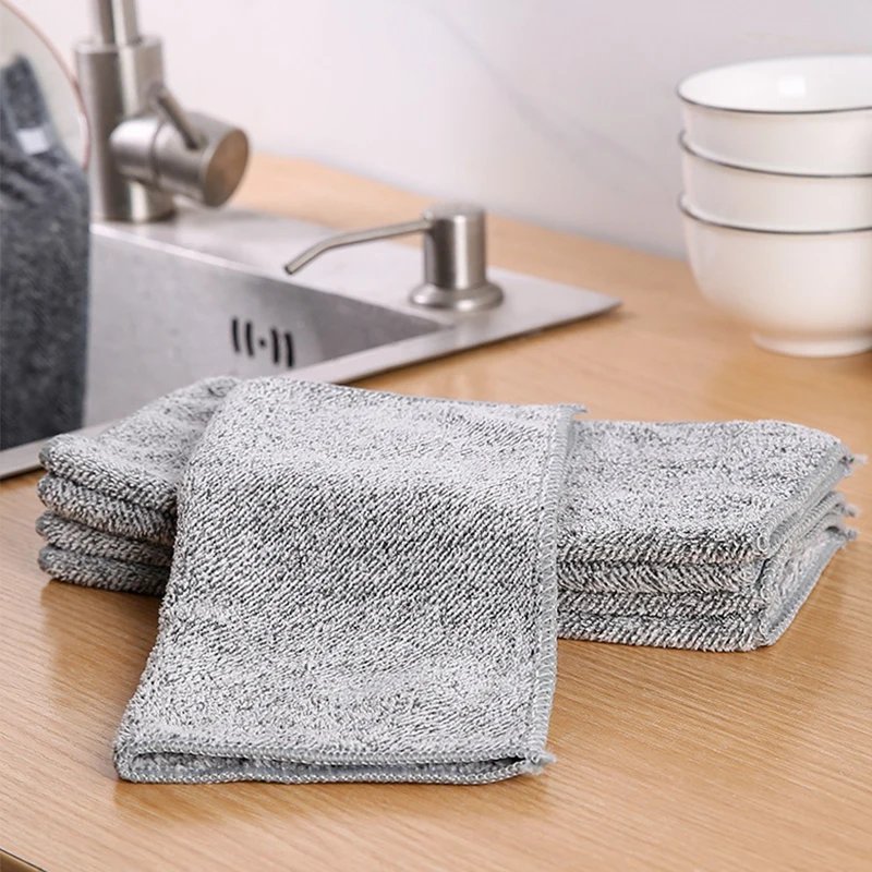 

Kitchen Anti-Grease Efficient Bamboo Charcoal Fiber Wipe Cloth Home Washing Dish Cleaning Towel Rags Strong water absorption for