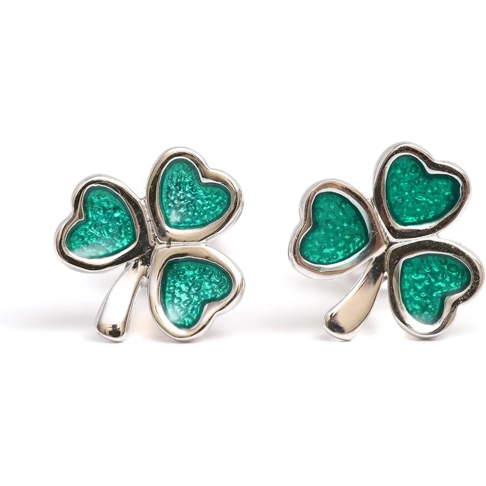 

Biddy Murphy, Irish Three Leaf Clover Shamrock Earrings for Women, Sterling Silver Celtic Green Enamel Studs, Made in Ireland by