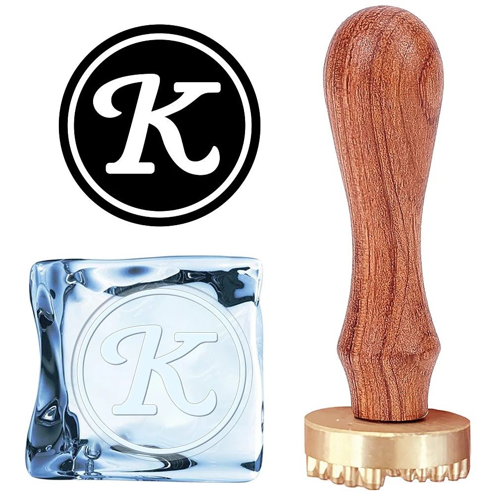 

1pcs Ice Cube Mould Initials K Ice Stamp Ice Drinking Making Tool Cube Press Stamp Brass Stamp Head with Removable Handle