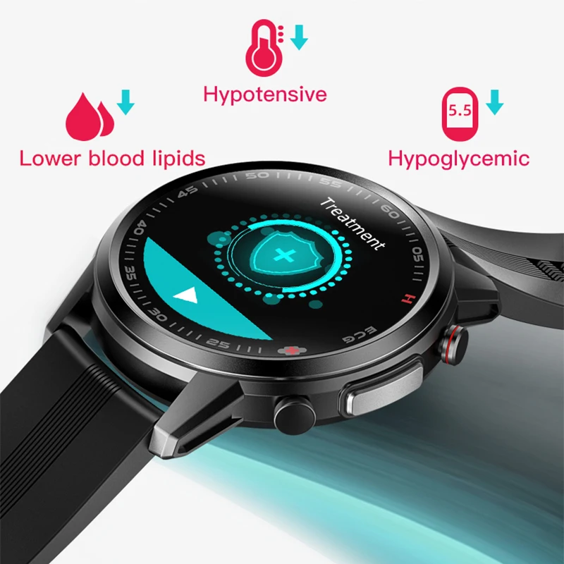 2021 Laser Treatment Smart Watch F800 with ECG Body temperature Blood pressure Smartwatch Red Light Boold Oxygen smartwatches