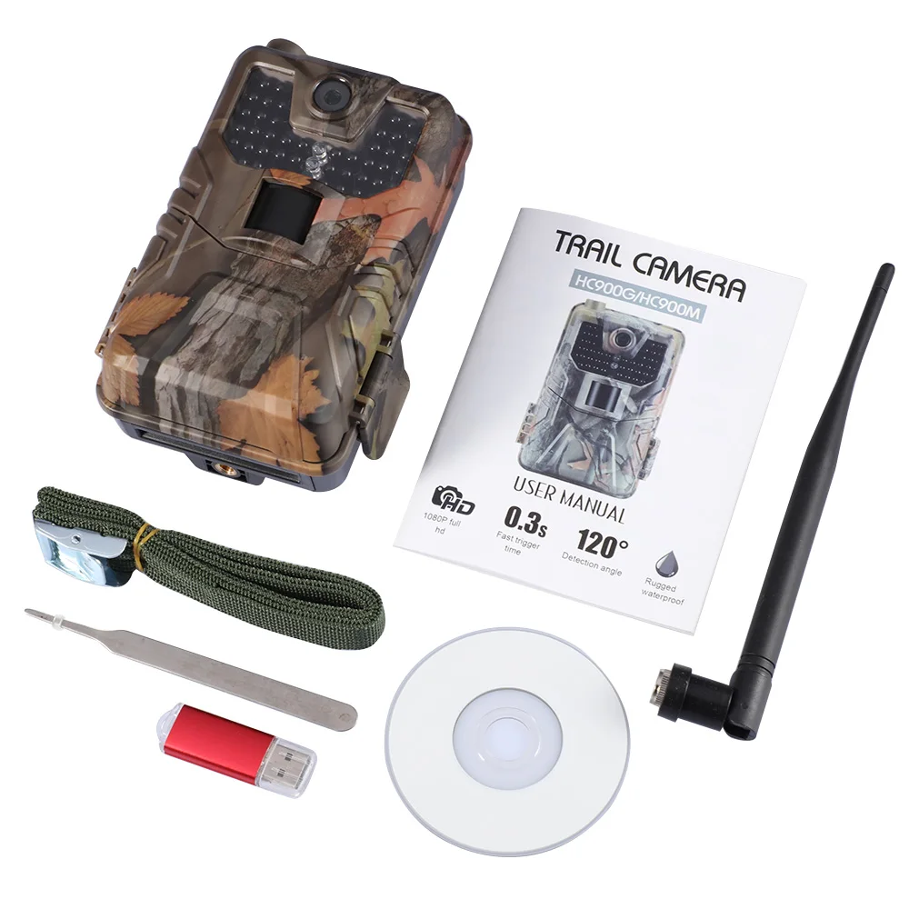 Outdoor 2G MMS SMS SMTP Trail Wildlife Camera 20MP 1080P Night Vision Cellular Mobile Hunting Cameras HC900M Wireless Photo Trap