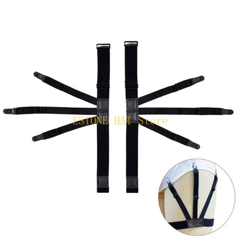 49MF 2Pcs/Set Elastic Leg Suspenders Plastic Locking Clamps Shirt Stays Holder Straps