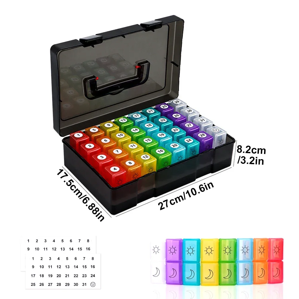 

1PC Monthly Pill Organizer 2 Times a Day,30 Day Pill Box AM PM,BPA Free One Month Medicine Organizer Twice Daily Hold Vitamins