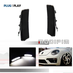 White /Amber LED Car Front Bumper Side Marker Parking Lights Fender Flare Lights For Volkswagen 2018-up Tiguan, 2012-2019 Beetle