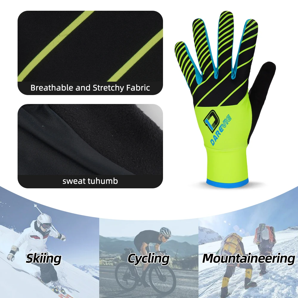 DAREVIE Full Long Cycling Gloves Screen Touch Finger Bike Gloves Shockproof Pad Biking Gloves Long Waist Breathable Biking Glove