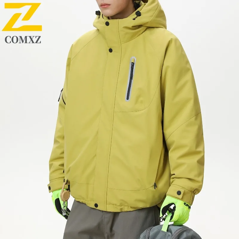 COMXZ Casual Men Down Jacket Hooded Outdoor Exploration Thick Warm Parka Leisure Everyday Wear Light Winter New Jackets