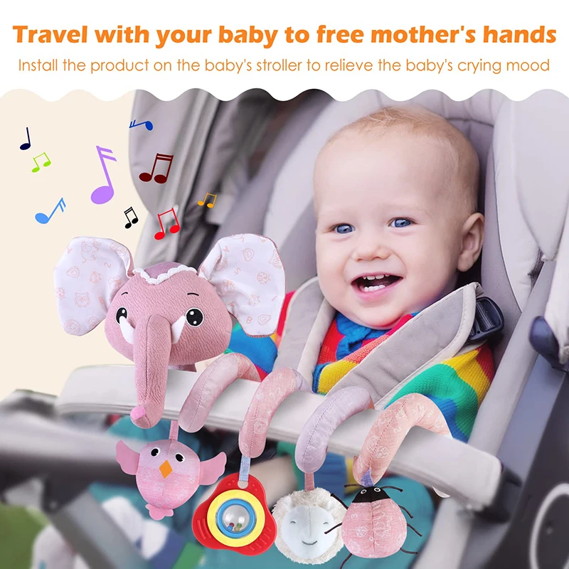 Juguetes de asiento de coche para bebés recién nacidos, juguetes de cuna, sonajeros de aprendizaje colgantes, juguetes en espiral de desarrollo sensorial para bebés de 0-12 meses