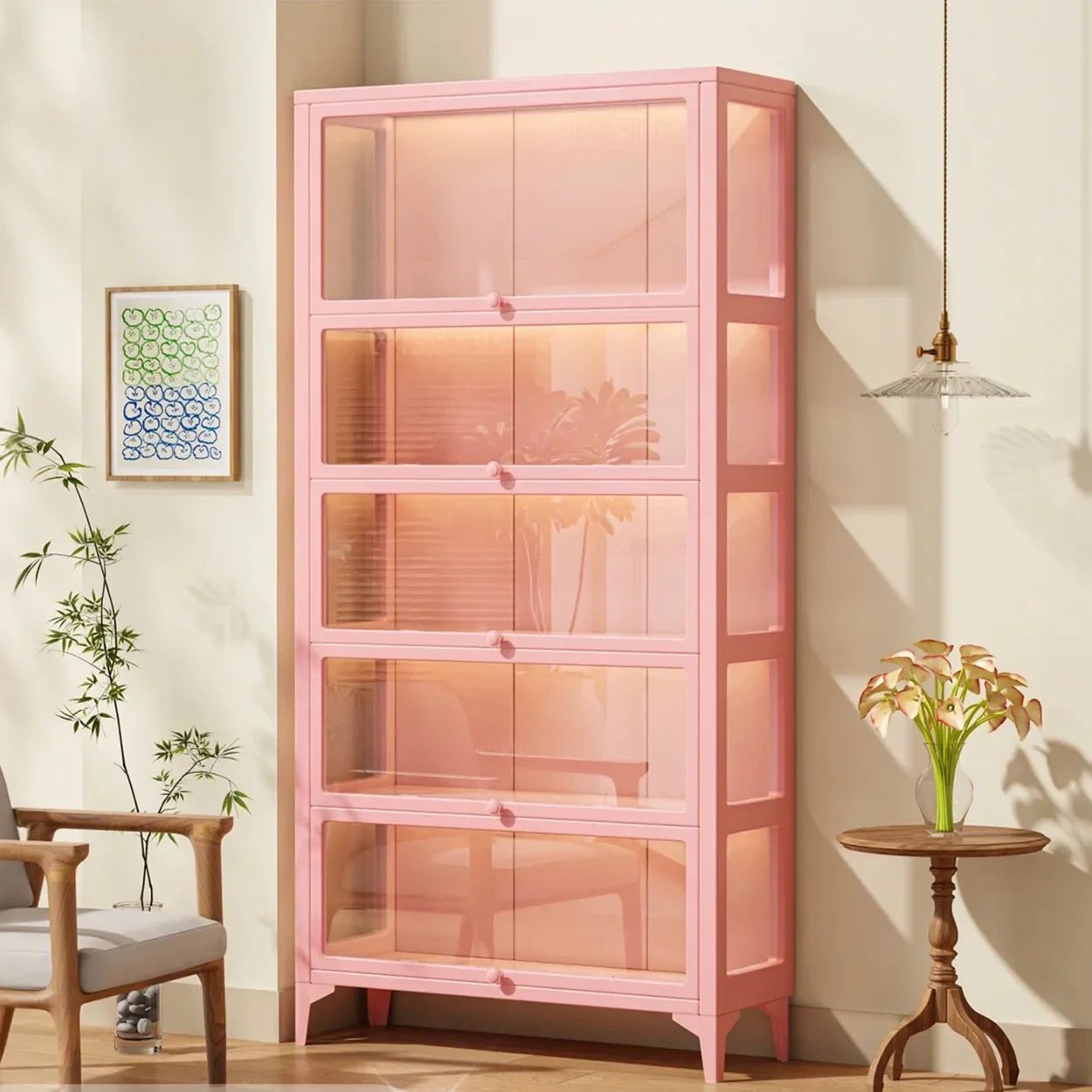 Elevated figure display cabinet glass door blind box building block millet storage cabinet pain cabinet