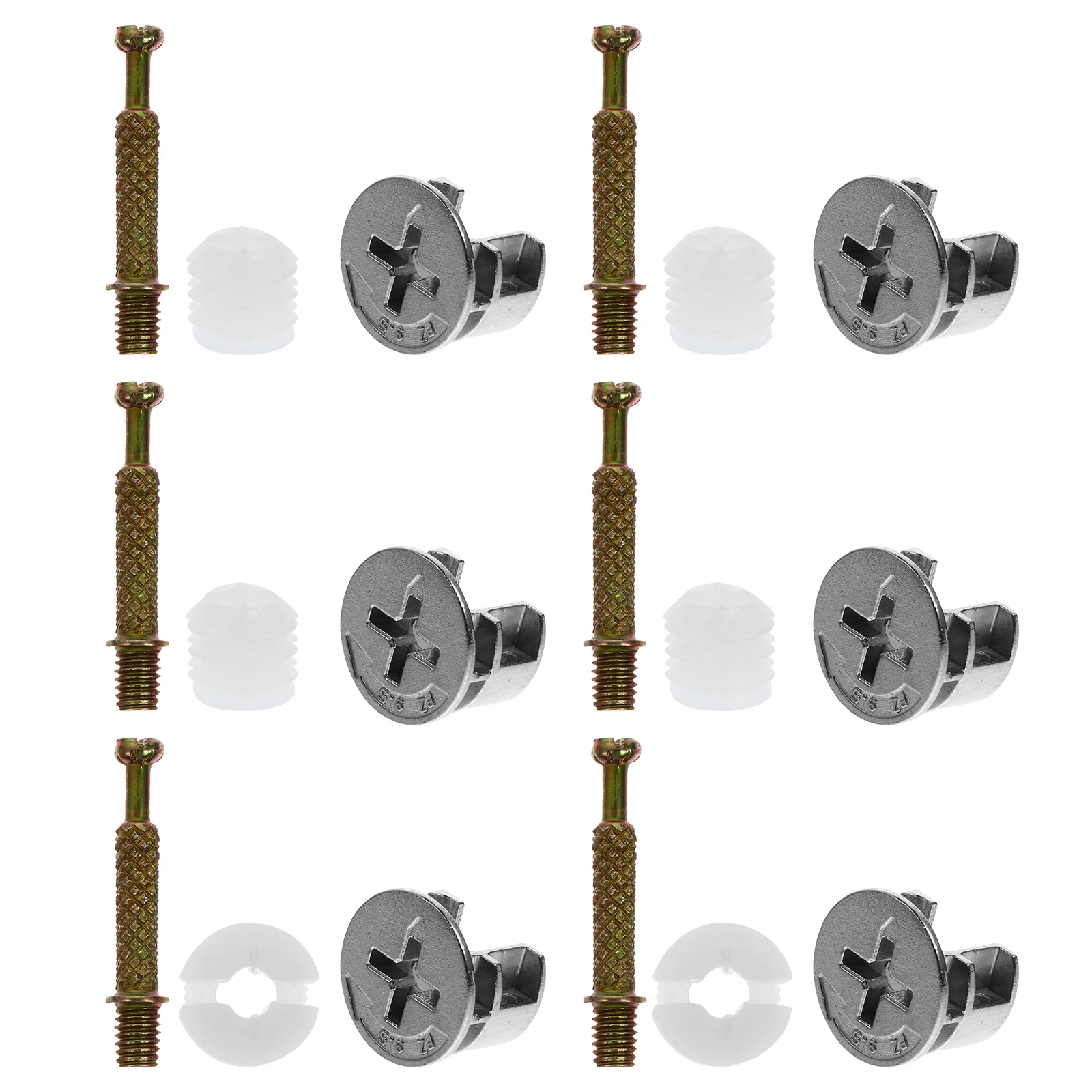 

30 set Furniture Connectors 9.5 Eccentric Wheel 40 Knurled Rods Galvanized Cabinet Accessories Practical Fixing Hardware