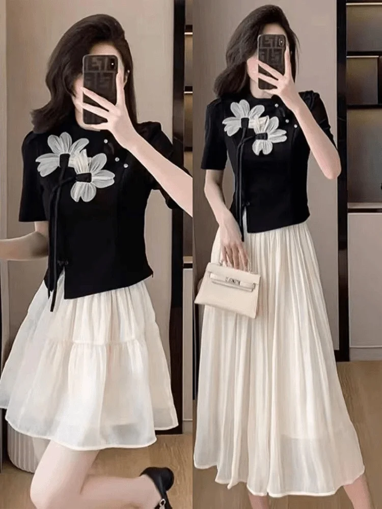 

Slimming Flutton Top Trendy Versatile plus Size Chinese Sle Summer New Faion Small Quanti ular round Ne T-irt