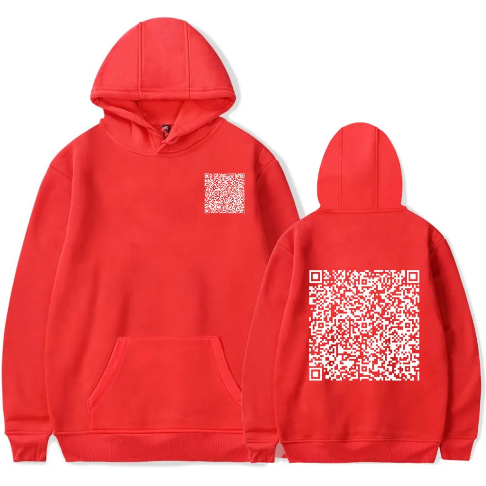 Funny  QR Code  Hooded Fu You QR Code  Hooded Drawstring Pocket  Sweatshirt Men/women Novelty  Pullover