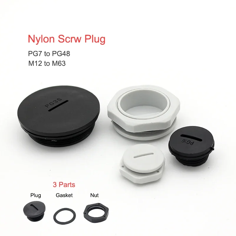 

Nylon Stuffy Cover Sealing Hole Plug Wiper Plate Cover Fittings White Hole Plugs Screw Hole Pugs PG16 PG19 PG21Plastic Screw Cap