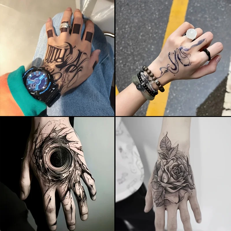 

4 больших травяных тату-наклеек, водонепроницаемых и износостойких, с реалистичным эффектом, для временной татуировки.