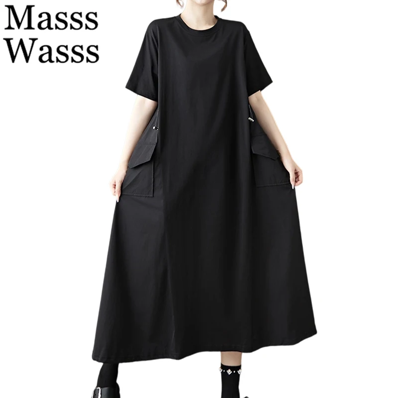 

Masss Wasss Brand 2025 Summer Womens Vintage Soild Loose Vestidos Females Classic Leisure Elegant Dresses Fashion Luxury Clothes