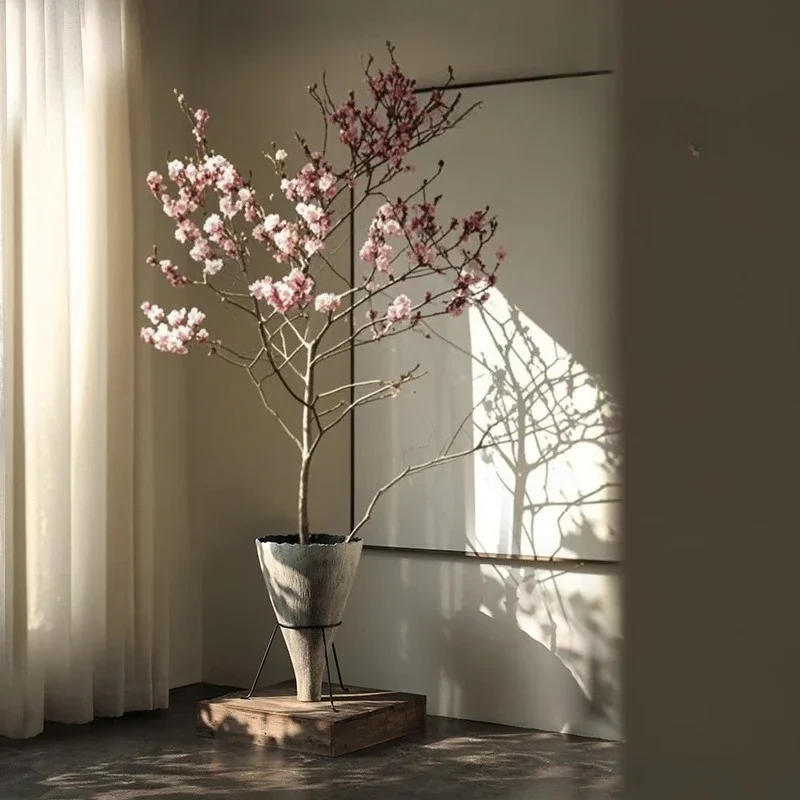 TTTTFloor-to-ceiling Vase Ornament, Retro Big Flower Utensils, Home Furnishing, Living Room Flower Bucket, Ancient Atmosphere