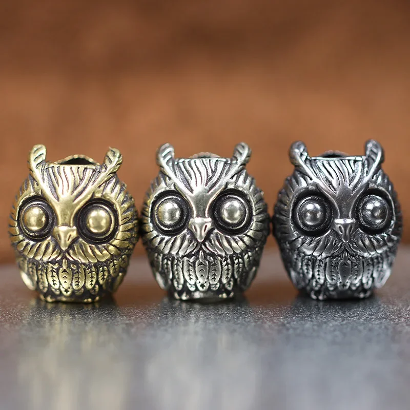 

Cute Owl Brass Bead EDC Outdoor DIY Paracord Woven Bracelets Accessories Lanyard Pendant Umbrella Rope Flashlight Hangings Rope