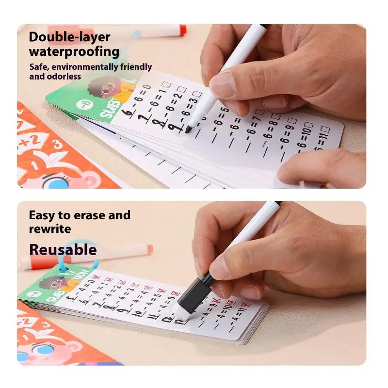 1 ensemble enfants Addition soustraction Multiplication Division mathématiques jouet éducatif Fraction apprentissage cartes Flash pour l'école primaire