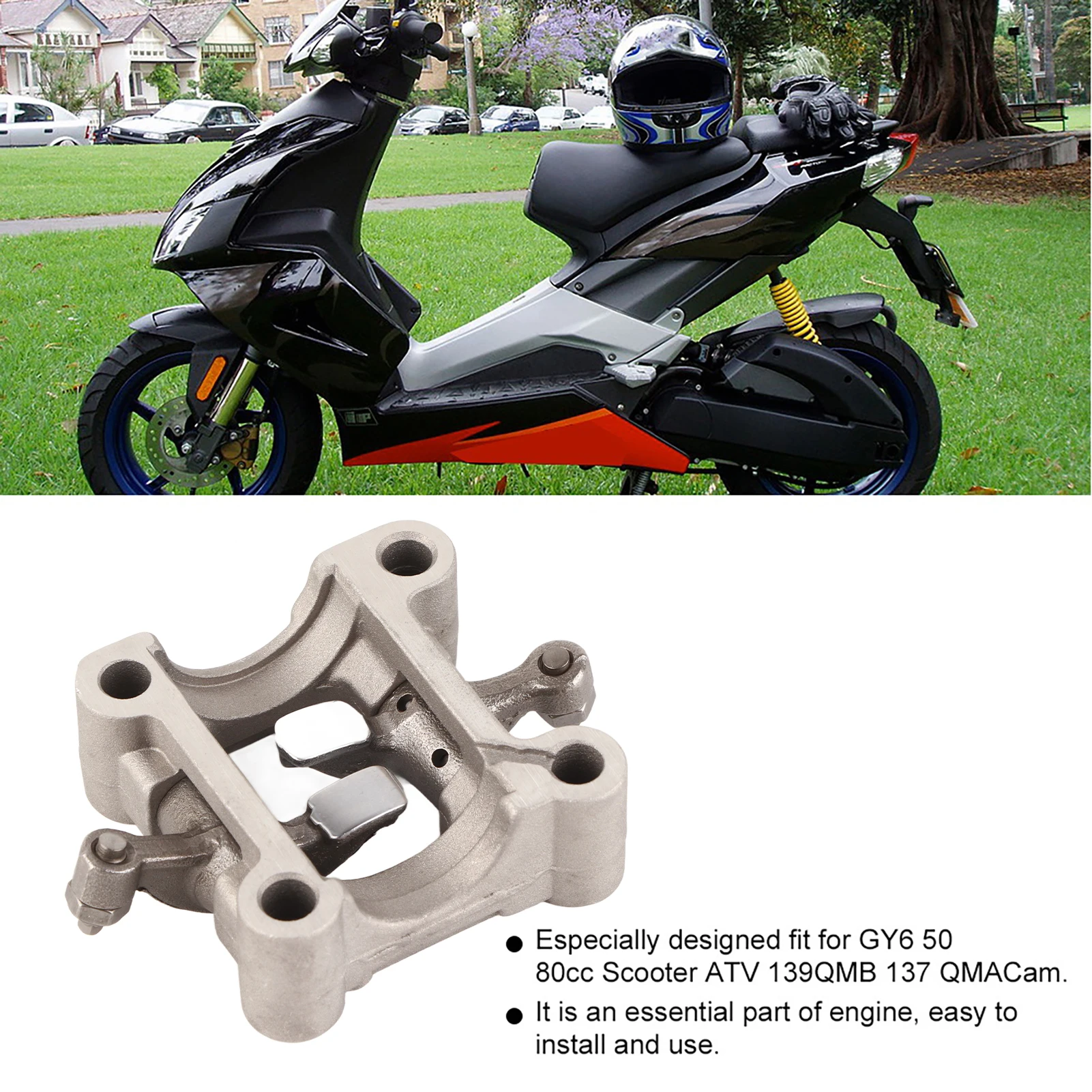 64mm Rocker Arm Cam Shaft Holder Bracket Assembly Fit for GY6 50 80cc Scooter ATV 139QMB 137 QM Rocker Arm Cam Shaft Holder