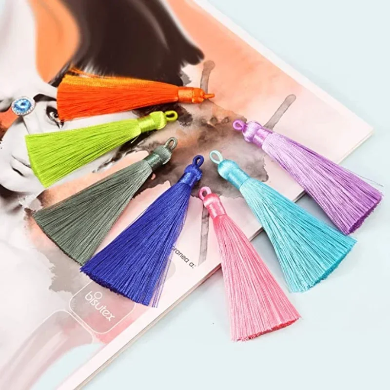 2-10Pcs 8cm Polyester Silk Patterned Tassels Decoration Crafts DIY Jewelry Home Decoration Sewing Curtain Accessories Decoration