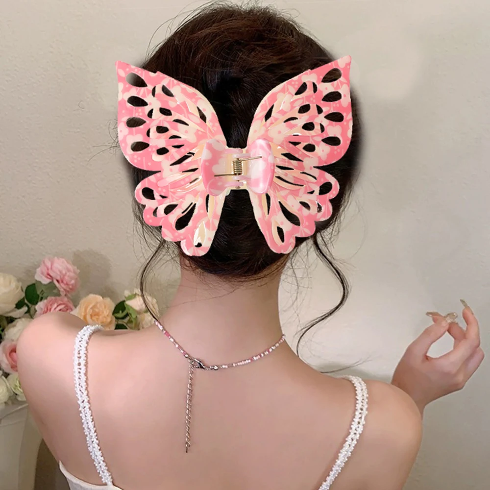 14cm Double Layer Butterfly Hair Clip Claw Large For Thick Hair Crab Hairpin Clip Ponytail Fashion Headwear Hair Accessories