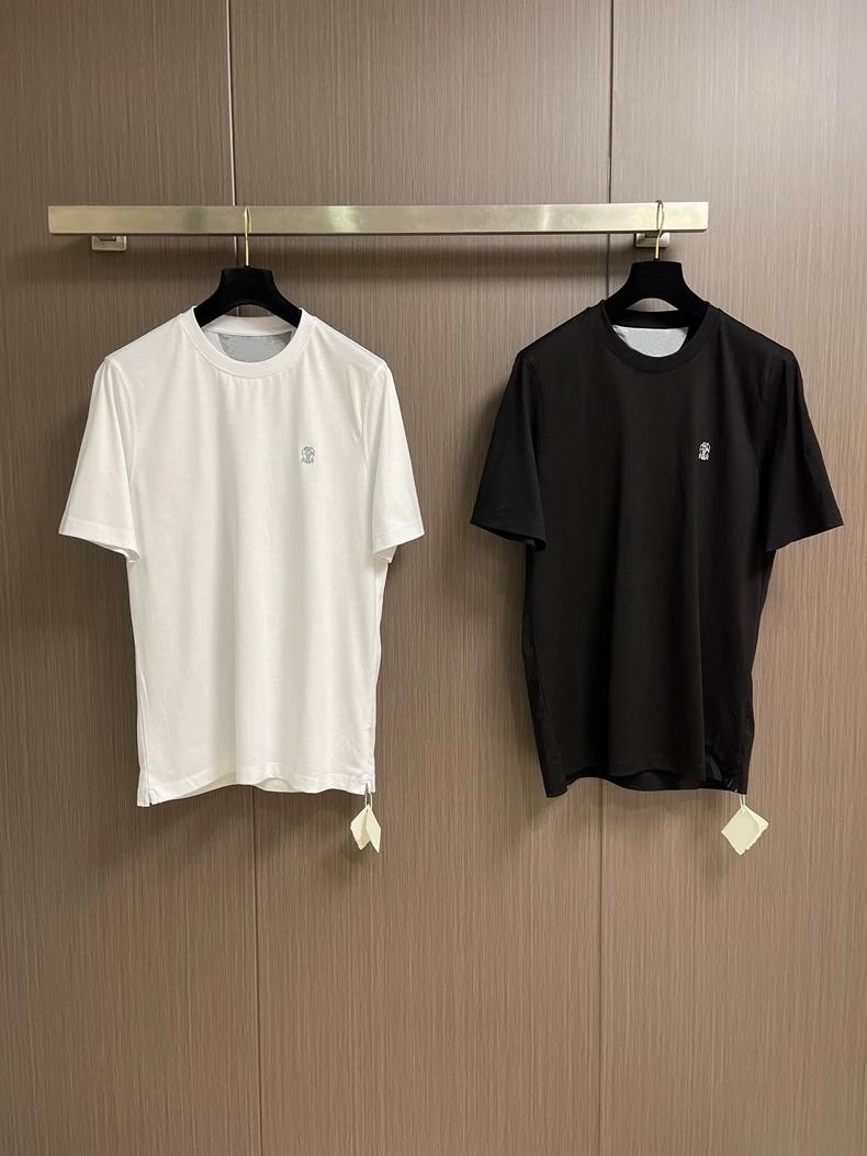 

Итальянская винтажная мужская хлопковая футболка с вышитым значком, повседневная, с круглым вырезом, коротким рукавом, летняя, модная, удобная, деловая, верхняя одежда