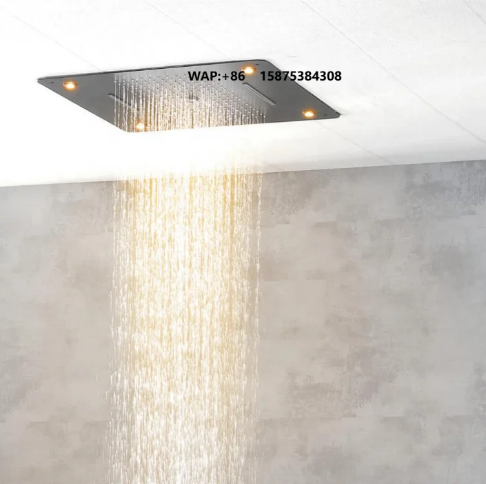 Hotel Bathroom High Quality Concealed Ceiling Concealed Black Shower Head Set Rain Shower