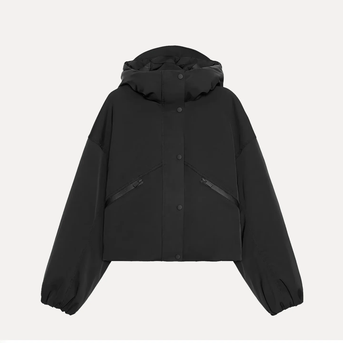 Z femmes Faionable coupe-vent à capuche col montant Jaet imperméable automne trajet Sle ort fermeture éclair couleur Pure