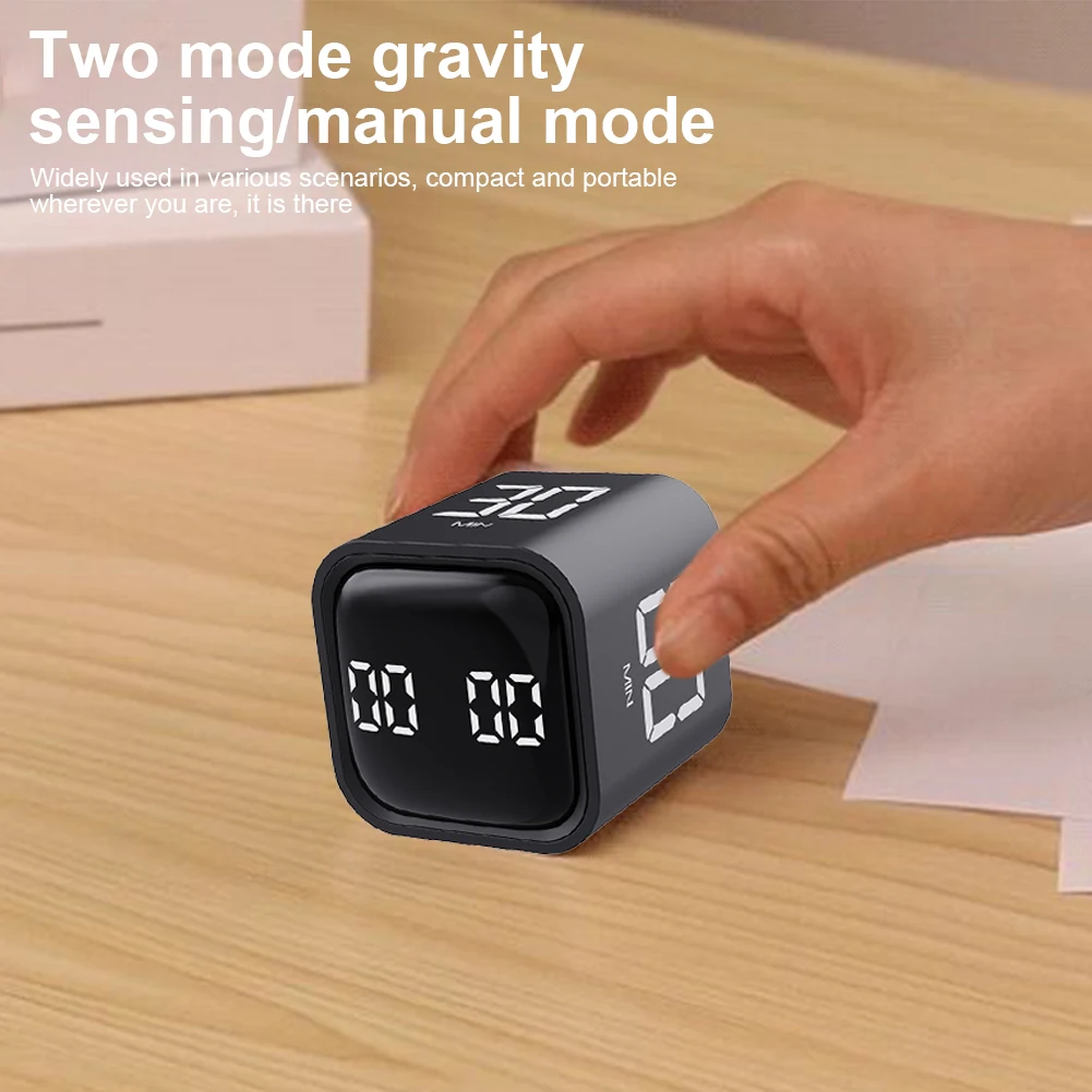 Rotating Pomodoro Timer Desk Productivity Timer W/Gravity Sensor, Cube Timer for ADHD, Vibration/High/Low Volume/Custom Modes